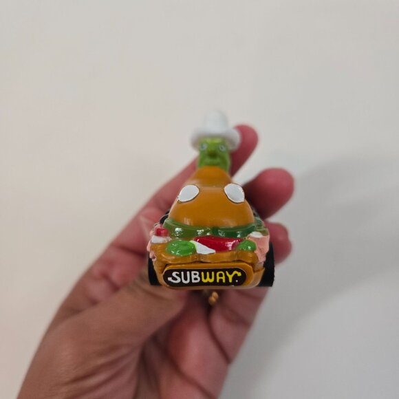 Vintage 1991 Subway Petey Pickle in Submobile Pull Back Car Fast Food Toy 3" - Picture 5 of 9